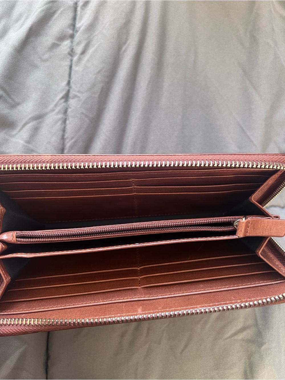 Cole Haan Zip-Around Leather Wallet in Chestnut Brown